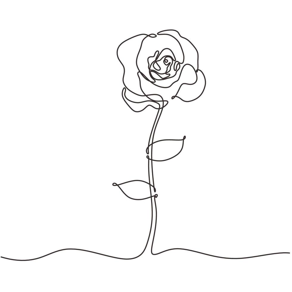 steg en linje ritning blomma skönhet handritad minimalism vektor