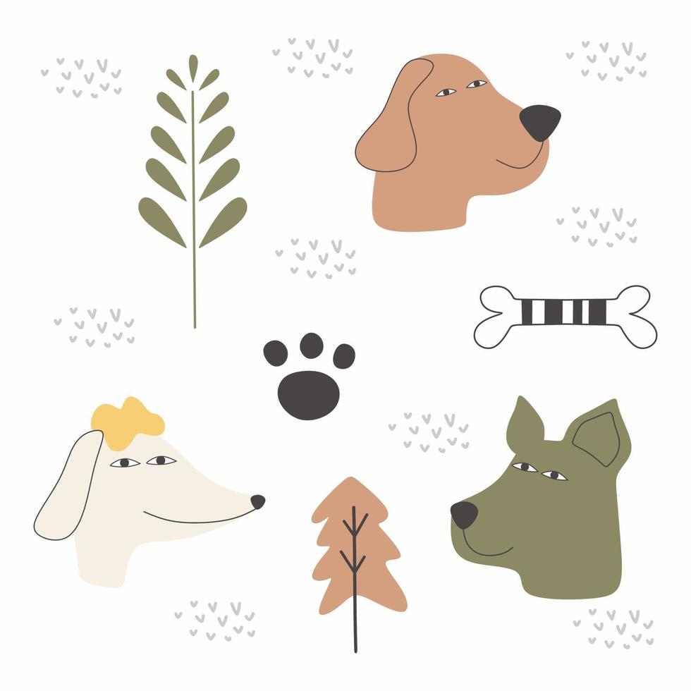 Hund Cartoon Zeichnung Set Design Vektor Illustration Pack