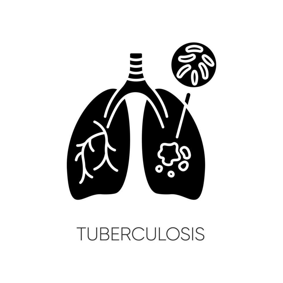 Tuberkulose schwarze Glyphe Symbol vektor