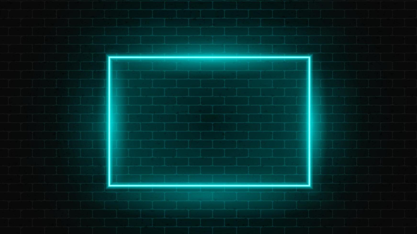 Quadratischer Neonrahmen an der Backsteinmauer. Vektor-Illustration. vektor