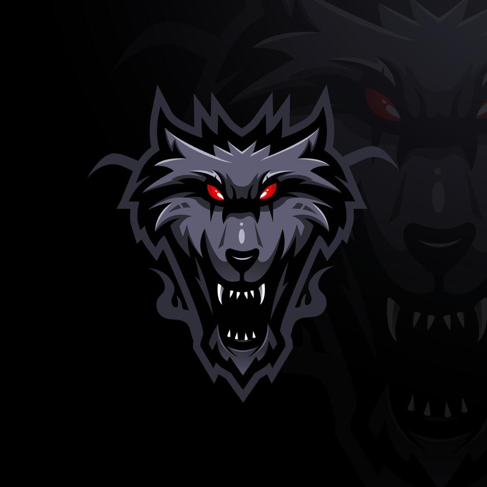 Wolf-Maskottchen-Logo-Design-Vektor mit moderner Illustration vektor