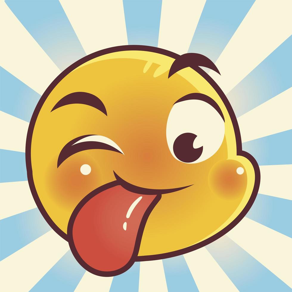 lustiges Emoji, Zunge raus Emoticon Gesichtsausdruck Social Media vektor