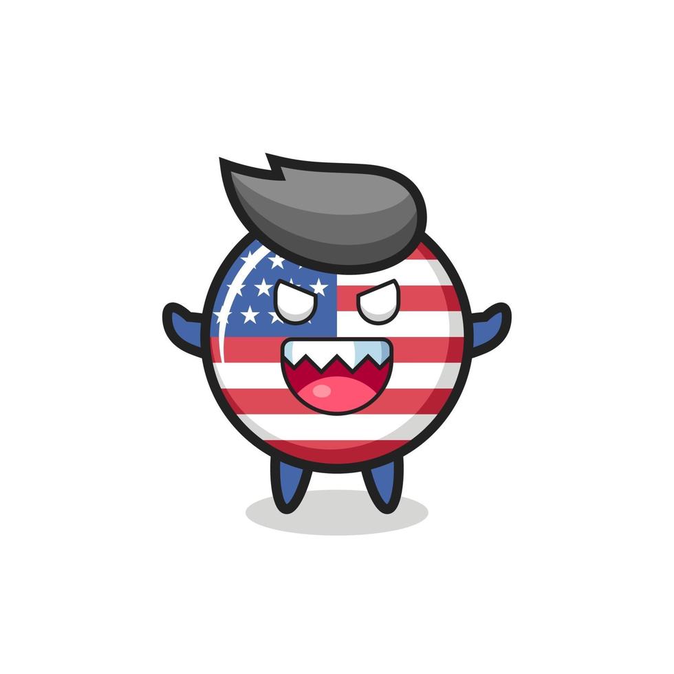 Illustration des bösen USA-Flagge-Abzeichen-Maskottchen-Charakters vektor