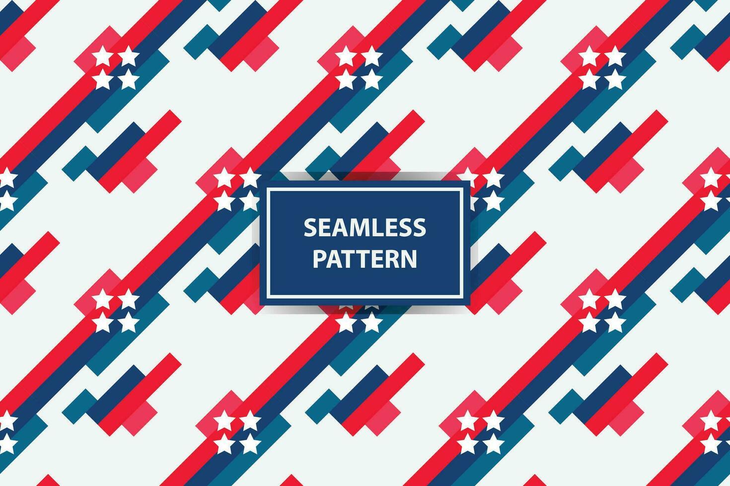 amerikanisch Stil nahtlos Muster. nahtlos USA Flagge drucken zum Verpackung Papier, Sport Textil, Kleidung. Rot, Blau und Weiß Grunge Ornament. vektor