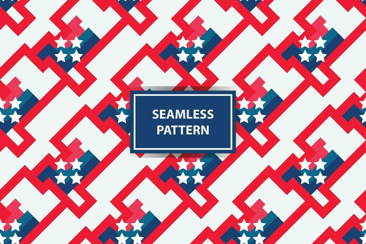 amerikan stil sömlös mönster. sömlös USA flagga skriva ut för omslag papper, sport textil, kläder. röd, blå och vit grunge prydnad. vektor