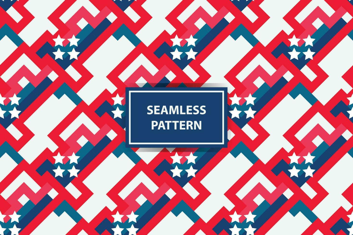 amerikanisch Stil nahtlos Muster. nahtlos USA Flagge drucken zum Verpackung Papier, Sport Textil, Kleidung. Rot, Blau und Weiß Grunge Ornament. vektor