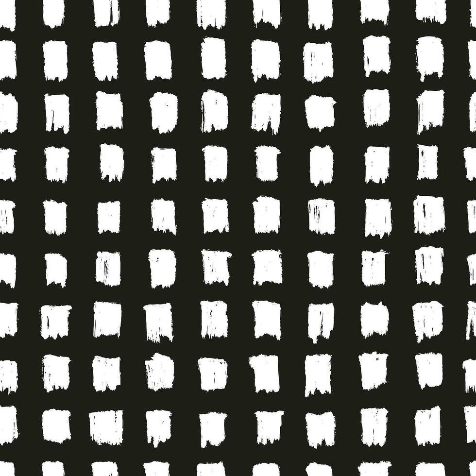 Fett gedruckt Weiß Bürste Schlaganfälle nahtlos Muster auf schwarz. unordentlich Graffiti skizzieren Hintergrund drucken im Gekritzel Grunge Stil. schweizerisch Design ästhetisch mit vektor