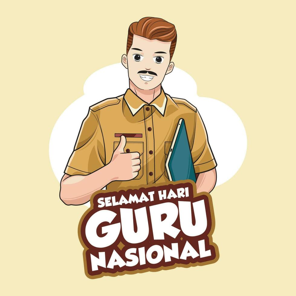 Selamat Hari Guru nasional oder glücklich Indonesien Lehrer Tag. Vektor Illustration