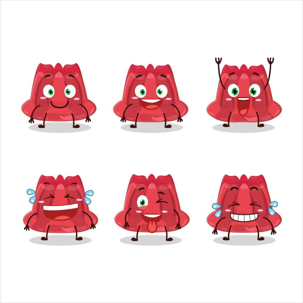 tecknad serie karaktär av röd pudding med leende uttryck vektor