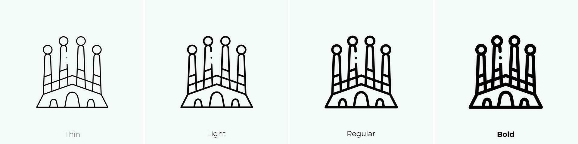 Sagrada familia Symbol. dünn, Licht, regulär und Fett gedruckt Stil Design isoliert auf Weiß Hintergrund vektor