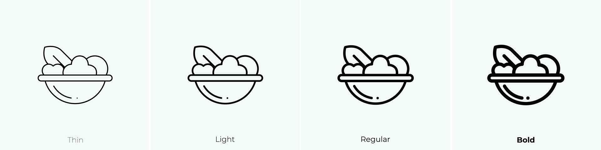 Salat Symbol. dünn, Licht, regulär und Fett gedruckt Stil Design isoliert auf Weiß Hintergrund vektor