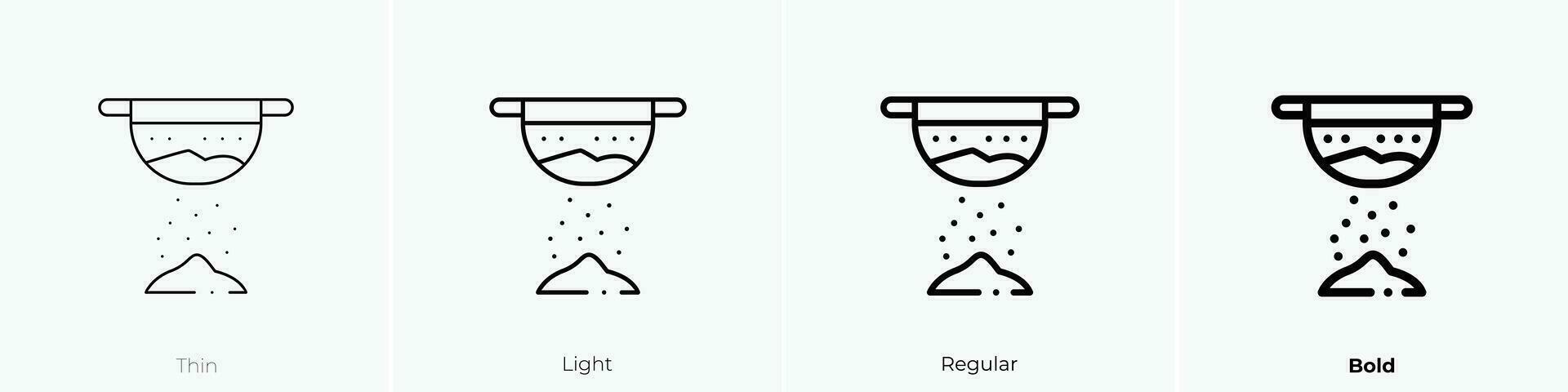 Sand Symbol. dünn, Licht, regulär und Fett gedruckt Stil Design isoliert auf Weiß Hintergrund vektor