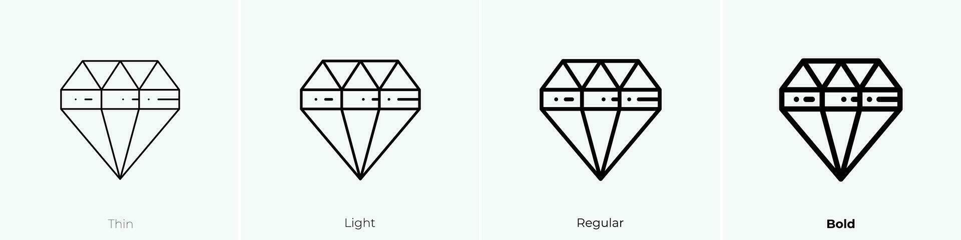 Rubin Symbol. dünn, Licht, regulär und Fett gedruckt Stil Design isoliert auf Weiß Hintergrund vektor