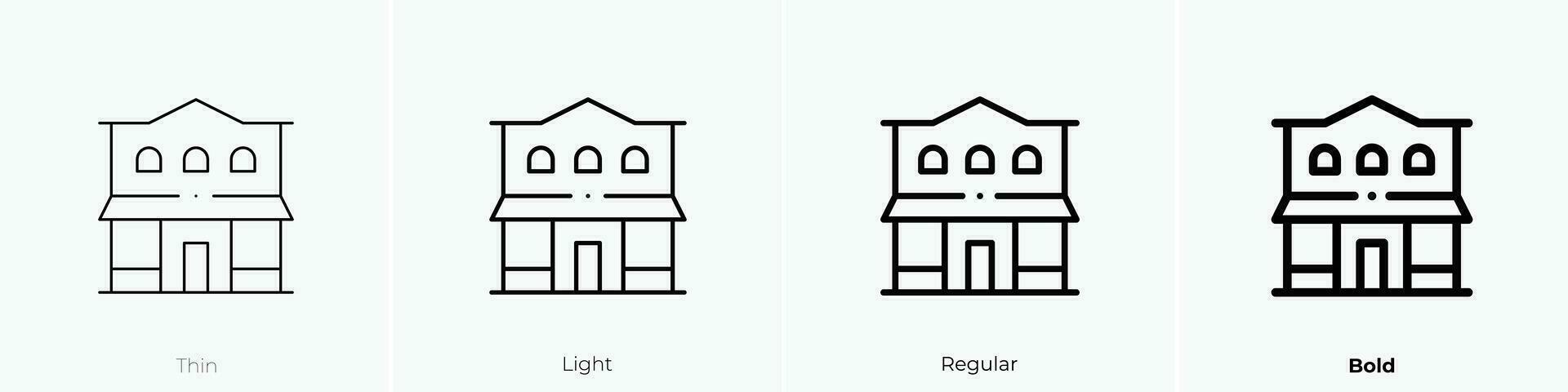 Saloon Symbol. dünn, Licht, regulär und Fett gedruckt Stil Design isoliert auf Weiß Hintergrund vektor