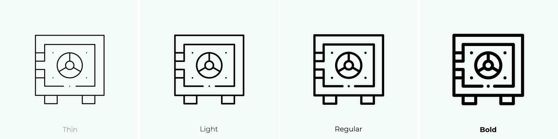 Safe Symbol. dünn, Licht, regulär und Fett gedruckt Stil Design isoliert auf Weiß Hintergrund vektor