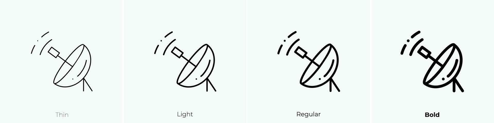 satellit maträtt ikon. tunn, ljus, regelbunden och djärv stil design isolerat på vit bakgrund vektor