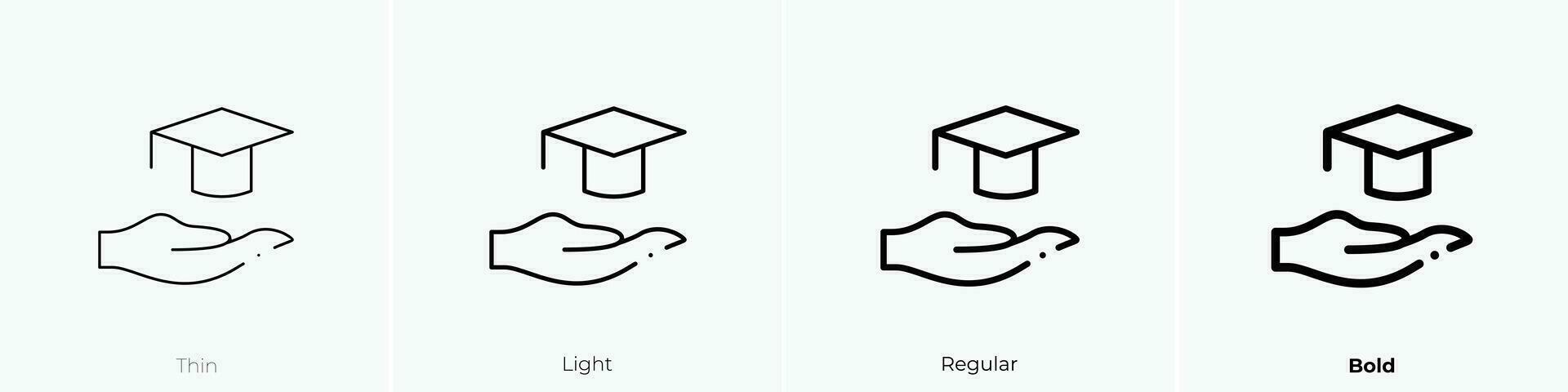 Stipendium Symbol. dünn, Licht, regulär und Fett gedruckt Stil Design isoliert auf Weiß Hintergrund vektor