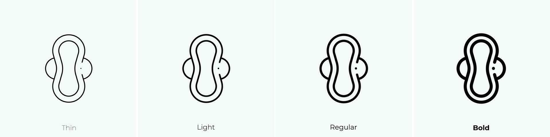 sanitär Pad Symbol. dünn, Licht, regulär und Fett gedruckt Stil Design isoliert auf Weiß Hintergrund vektor