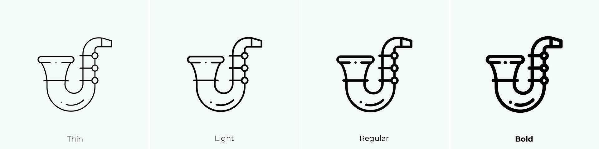 saxofon ikon. tunn, ljus, regelbunden och djärv stil design isolerat på vit bakgrund vektor