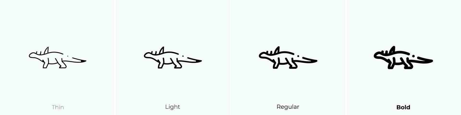 sauropelta Symbol. dünn, Licht, regulär und Fett gedruckt Stil Design isoliert auf Weiß Hintergrund vektor