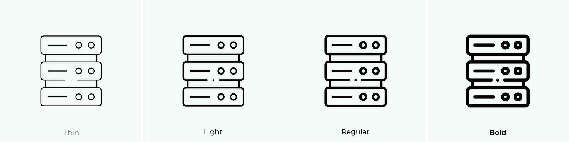 server ikon. tunn, ljus, regelbunden och djärv stil design isolerat på vit bakgrund vektor