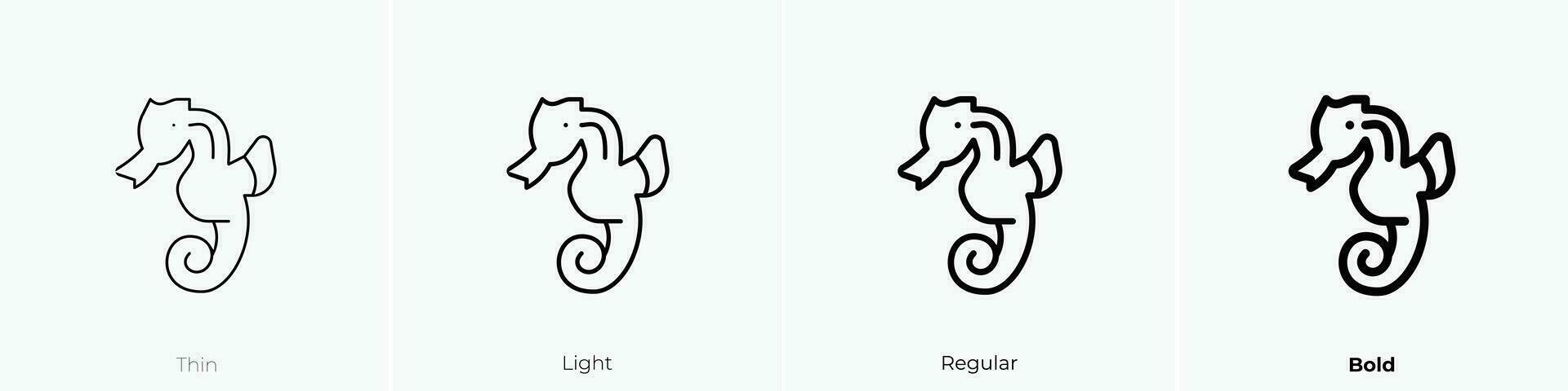 Seepferdchen Symbol. dünn, Licht, regulär und Fett gedruckt Stil Design isoliert auf Weiß Hintergrund vektor