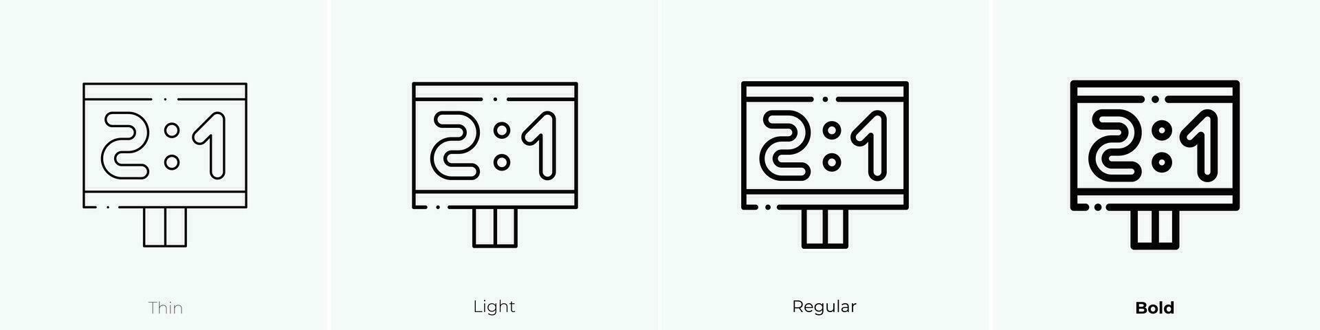 Anzeigetafel Symbol. dünn, Licht, regulär und Fett gedruckt Stil Design isoliert auf Weiß Hintergrund vektor