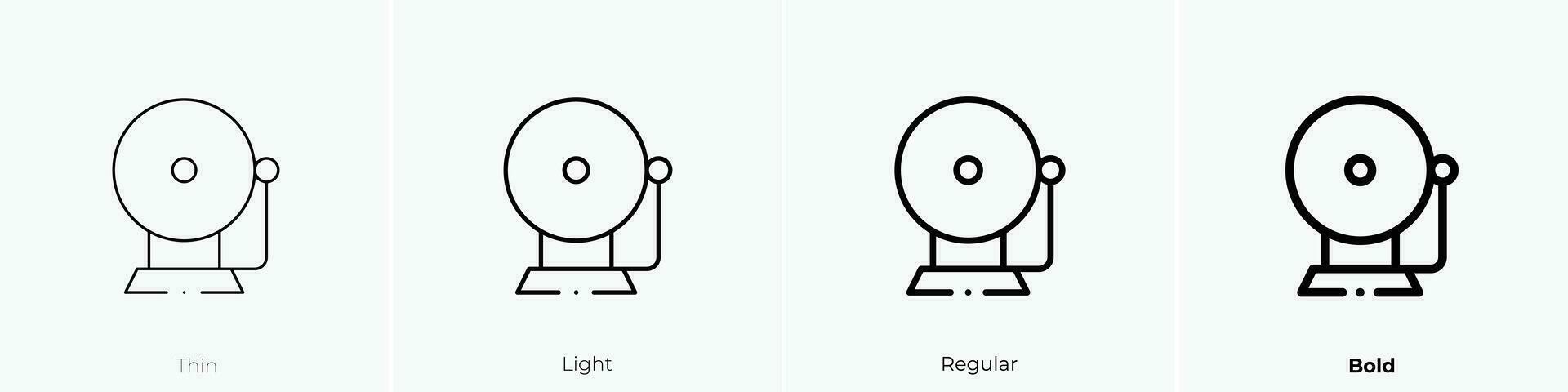 Schule Glocke Symbol. dünn, Licht, regulär und Fett gedruckt Stil Design isoliert auf Weiß Hintergrund vektor