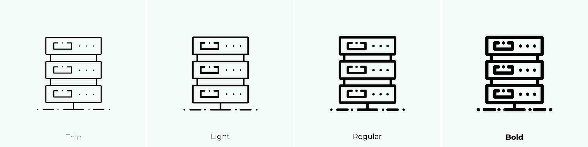 server ikon. tunn, ljus, regelbunden och djärv stil design isolerat på vit bakgrund vektor