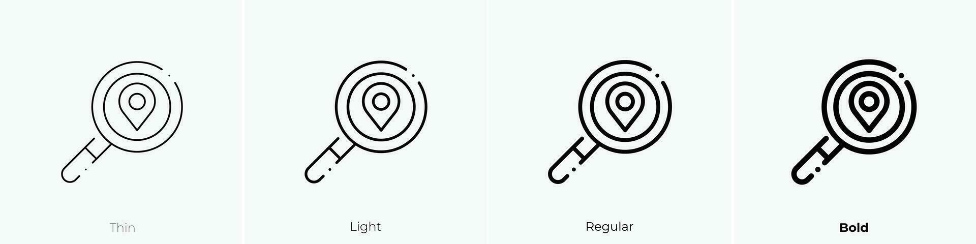 Suche Symbol. dünn, Licht, regulär und Fett gedruckt Stil Design isoliert auf Weiß Hintergrund vektor