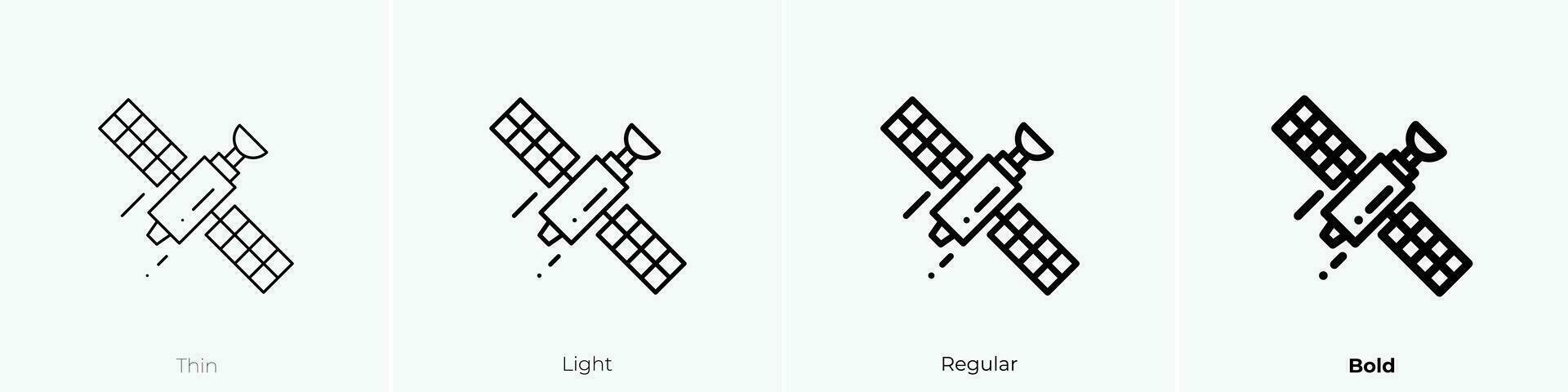 satellit ikon. tunn, ljus, regelbunden och djärv stil design isolerat på vit bakgrund vektor