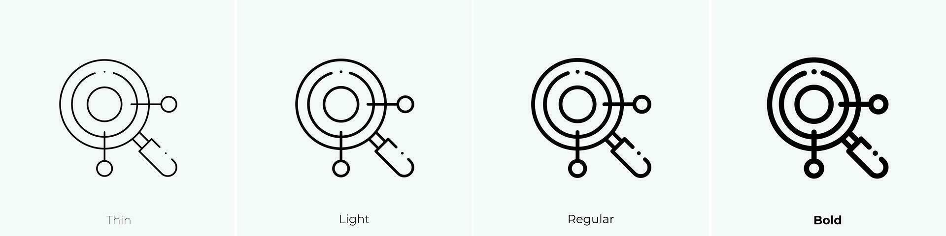 Suche Symbol. dünn, Licht, regulär und Fett gedruckt Stil Design isoliert auf Weiß Hintergrund vektor