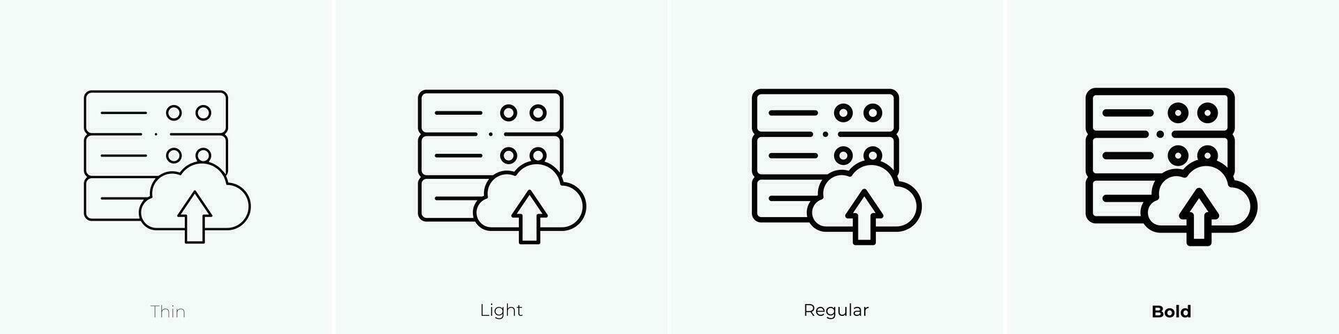 server ikon. tunn, ljus, regelbunden och djärv stil design isolerat på vit bakgrund vektor