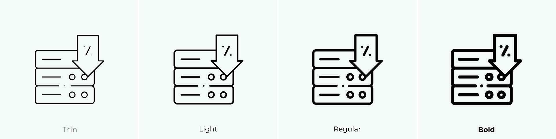 Server Symbol. dünn, Licht, regulär und Fett gedruckt Stil Design isoliert auf Weiß Hintergrund vektor