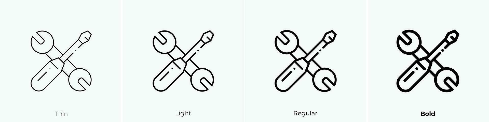 die Einstellungen Symbol. dünn, Licht, regulär und Fett gedruckt Stil Design isoliert auf Weiß Hintergrund vektor