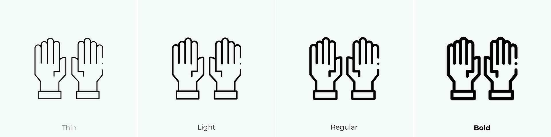 Gummi Handschuhe Symbol. dünn, Licht, regulär und Fett gedruckt Stil Design isoliert auf Weiß Hintergrund vektor