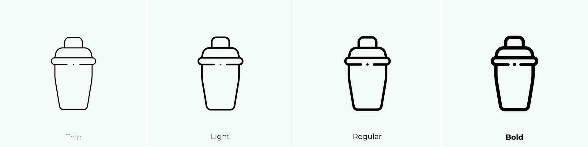 Shaker Symbol. dünn, Licht, regulär und Fett gedruckt Stil Design isoliert auf Weiß Hintergrund vektor