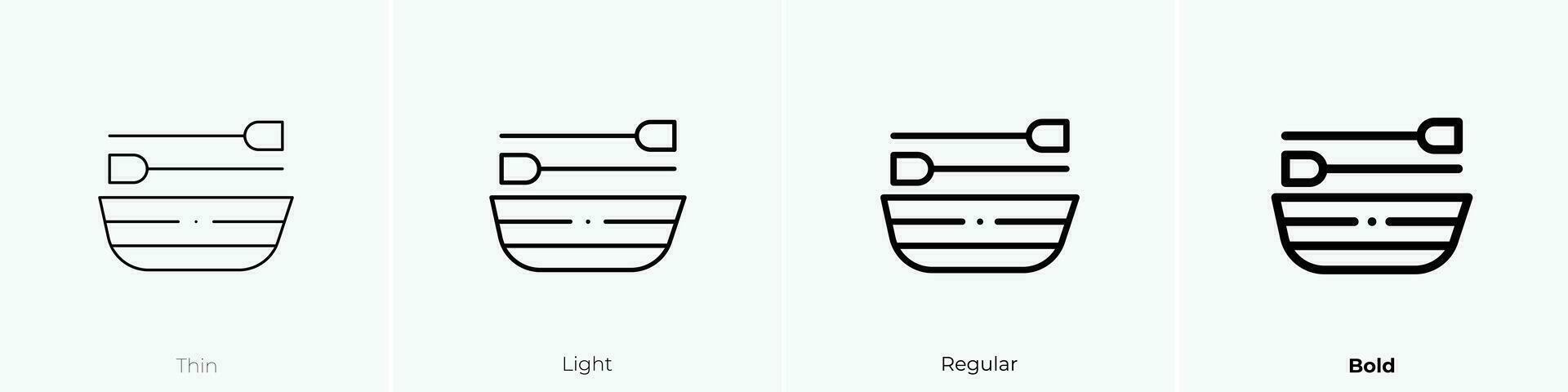 Ruderboot Symbol. dünn, Licht, regulär und Fett gedruckt Stil Design isoliert auf Weiß Hintergrund vektor