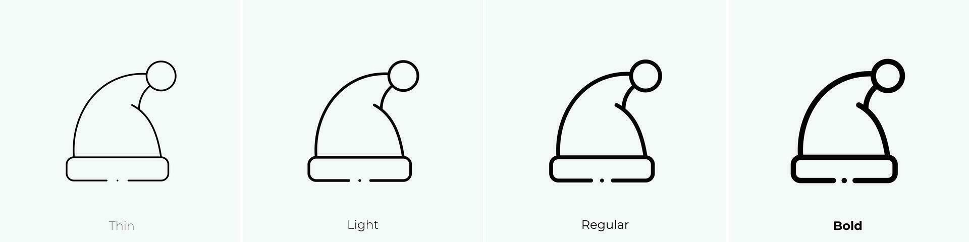 Santa Hut Symbol. dünn, Licht, regulär und Fett gedruckt Stil Design isoliert auf Weiß Hintergrund vektor