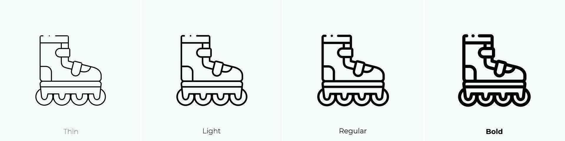rullskridskor ikon. tunn, ljus, regelbunden och djärv stil design isolerat på vit bakgrund vektor