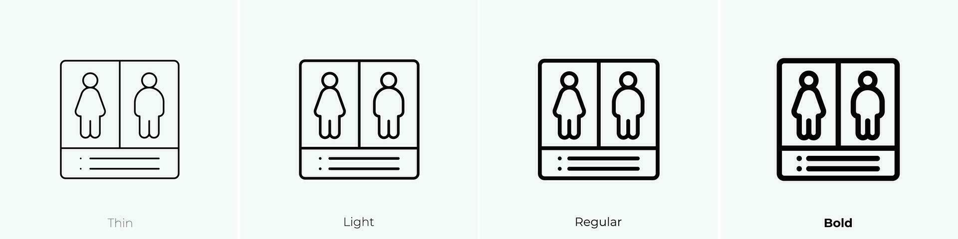 Toilette Symbol. dünn, Licht, regulär und Fett gedruckt Stil Design isoliert auf Weiß Hintergrund vektor