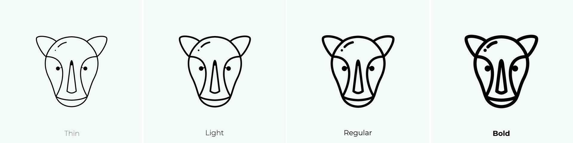 noshörning ikon. tunn, ljus, regelbunden och djärv stil design isolerat på vit bakgrund vektor
