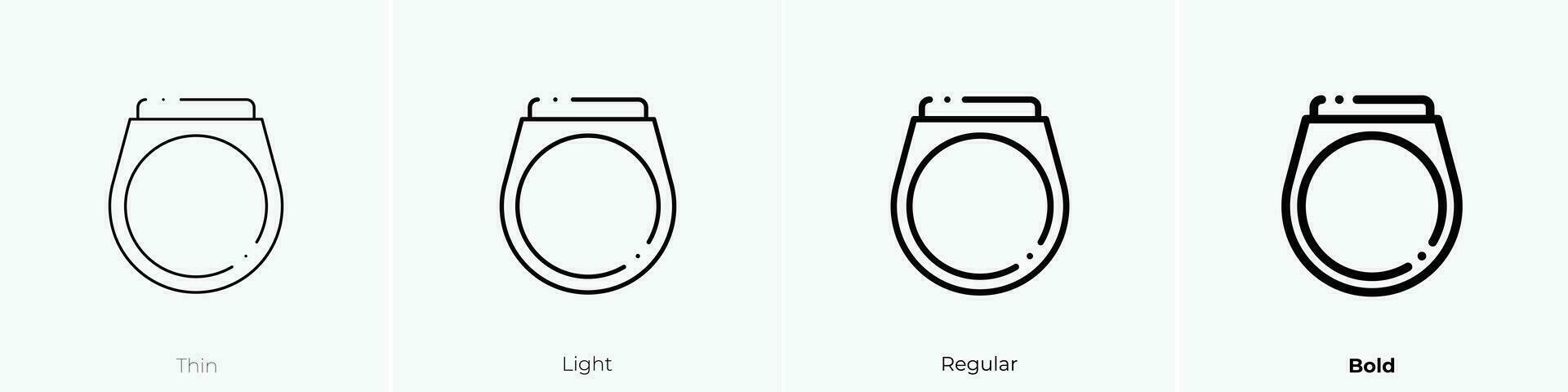 Ring Symbol. dünn, Licht, regulär und Fett gedruckt Stil Design isoliert auf Weiß Hintergrund vektor