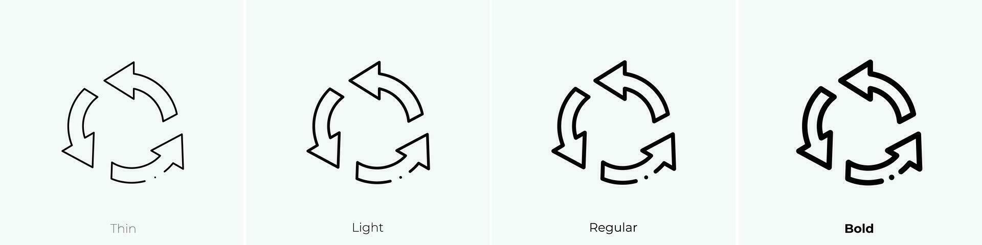 wiederholen Symbol. dünn, Licht, regulär und Fett gedruckt Stil Design isoliert auf Weiß Hintergrund vektor