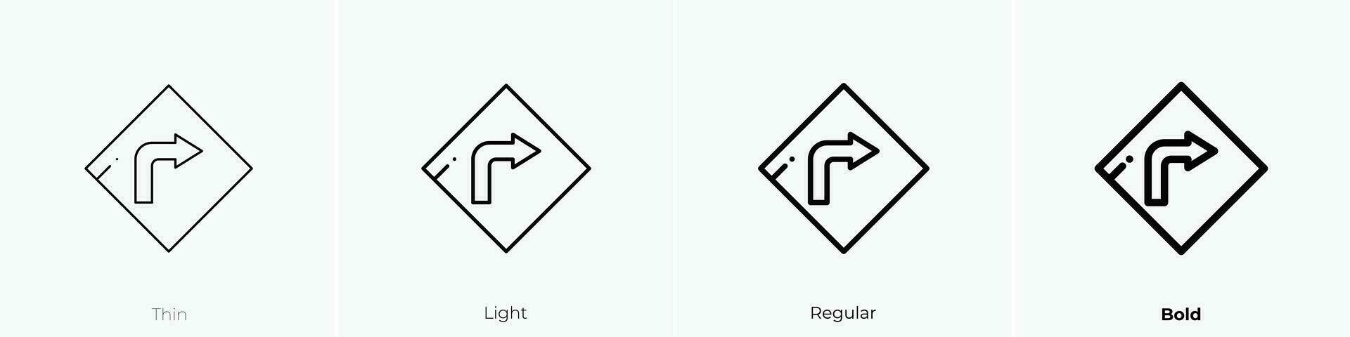 richtig Symbol. dünn, Licht, regulär und Fett gedruckt Stil Design isoliert auf Weiß Hintergrund vektor