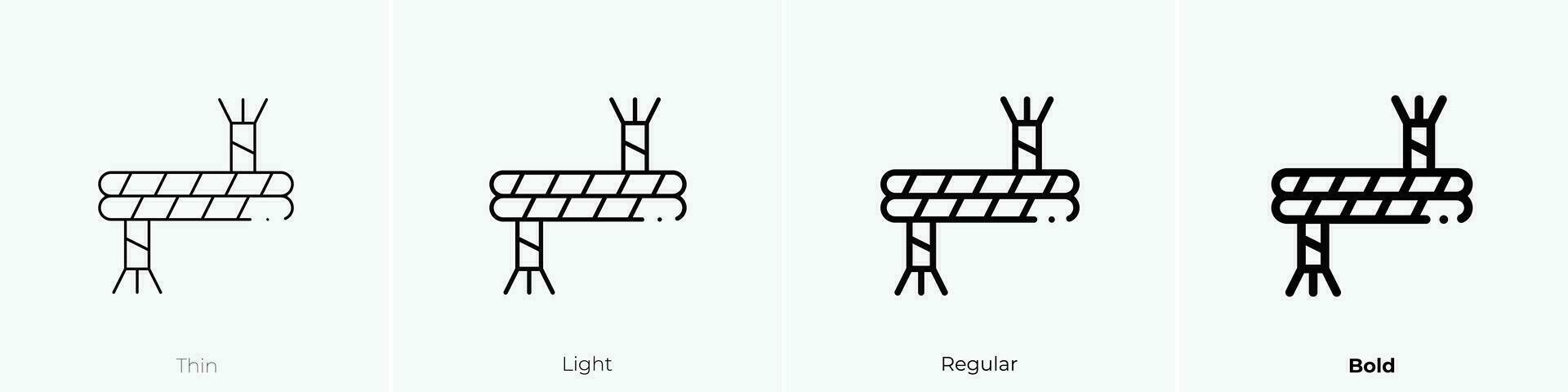 tågvirke ikon. tunn, ljus, regelbunden och djärv stil design isolerat på vit bakgrund vektor