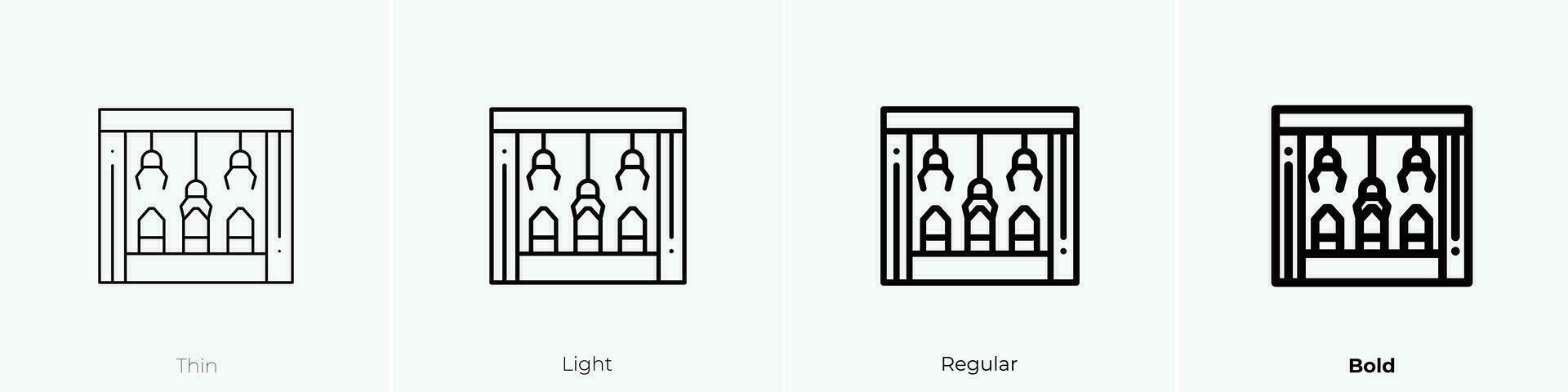 Roboter Arm Symbol. dünn, Licht, regulär und Fett gedruckt Stil Design isoliert auf Weiß Hintergrund vektor