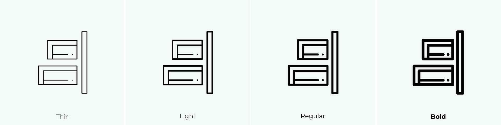 richtig ausrichten Symbol. dünn, Licht, regulär und Fett gedruckt Stil Design isoliert auf Weiß Hintergrund vektor