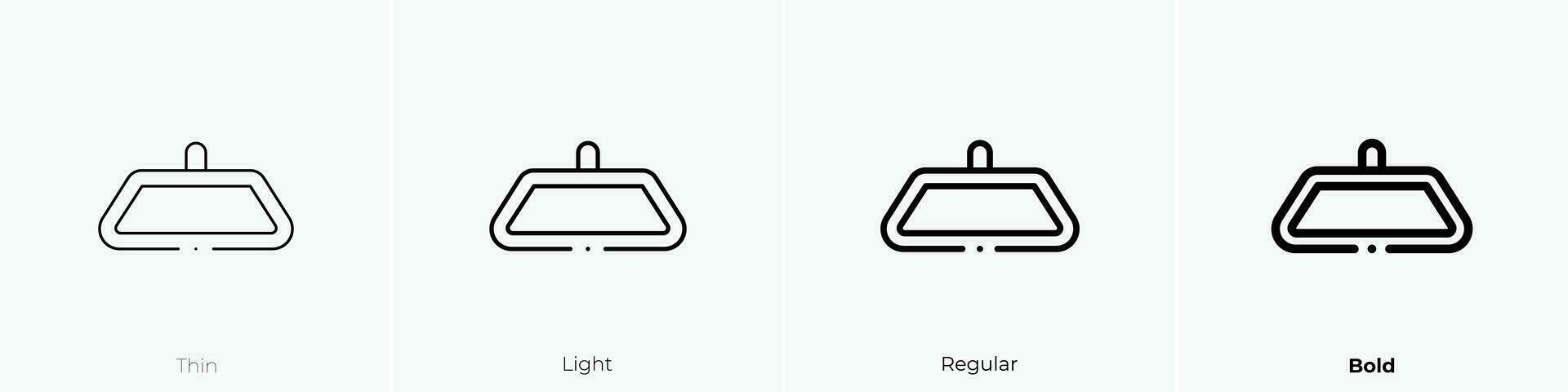 Rückansicht Spiegel Symbol. dünn, Licht, regulär und Fett gedruckt Stil Design isoliert auf Weiß Hintergrund vektor