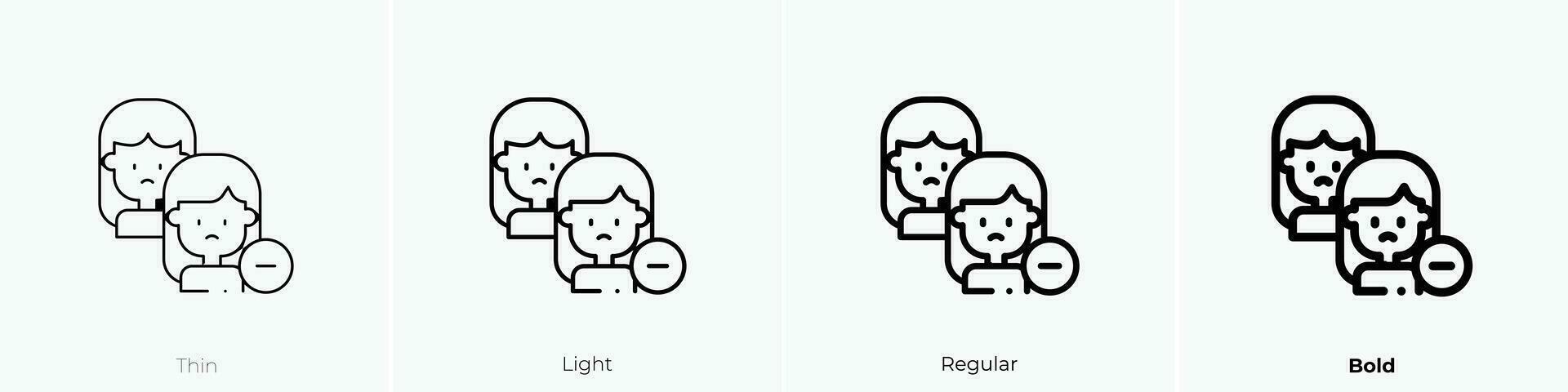 entfernen Freund Symbol. dünn, Licht, regulär und Fett gedruckt Stil Design isoliert auf Weiß Hintergrund vektor